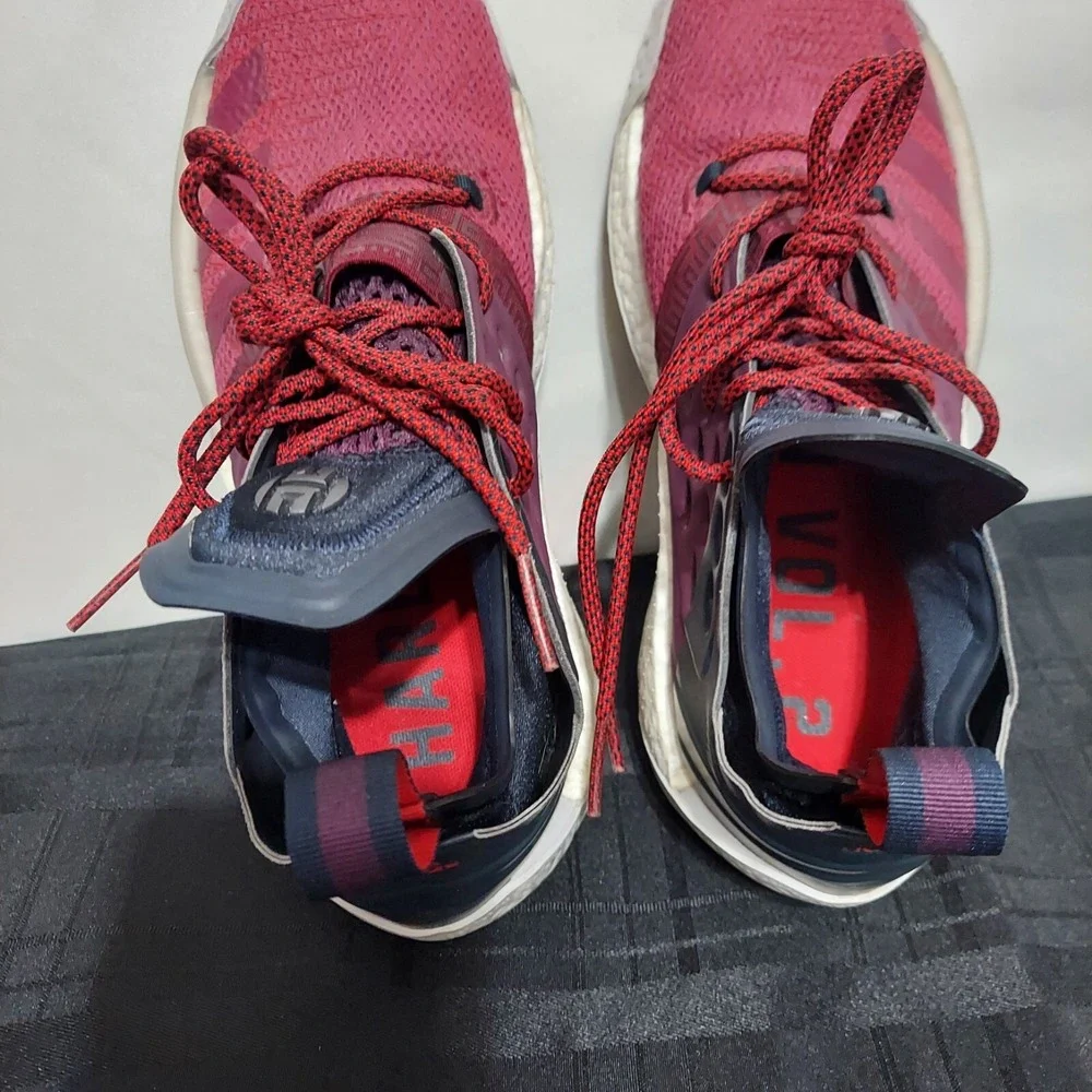 Adidas Harden Vol‎ 2 Maroon Navy Basketball Shoes AH2124 Mens 7.5